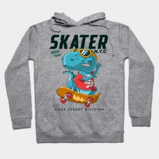 dinosaur playing skateboard Hoodie